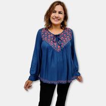 Bata Indiana Manga Longa com bordado Boho Chic Luxo MHI230