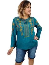 Bata Indiana Manga Longa Viscose Lisa Com Bordado cod. 250 Bata Indiana Manga Longa Viscose Lisa Com Bordado cod. 250