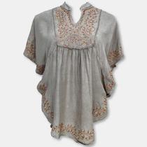 Bata Indiana Poncho Bordado Kaftan Plus Size 5600 -