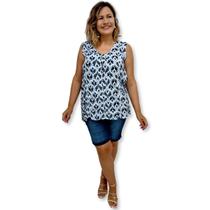 Bata Indiana Regata Com Botão Viscose Estampada Bata Indiana Regata Com Botão Viscose Estampada