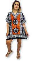 Bata Kaftan Indiana Estampa Batik Saída de Praia Plus Size
