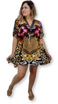 Bata Kaftan Indiana Estampa Floral Saída de Praia Plus Size 6954 - Sarat Moda Indiana