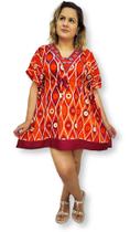 Bata Kaftan Indiana Estampa Olho grego Saída Praia Plus Size