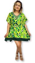 Bata Kaftan Indiana Estampa Olho grego Saída Praia Plus Size
