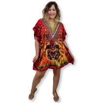 Bata Kaftan Indiana Estampa Tigre Saída de Praia Plus Size 6