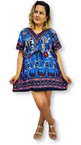 Bata Kaftan Indiana Estampada Saída de Praia Plus Size N6382