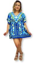 Bata Kaftan Indiana Estampada Saída de Praia Plus Size N6383