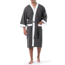 Bata Kimono de Punto Waffle IZOD para Hombre en Carbón Jaspeado Bata Kimono de Punto Waffle IZOD para Hombre en Carbón Jaspeado