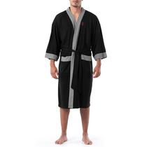 Bata Kimono para Hombre IZOD de Punto Waffle Negra XXL-3XL