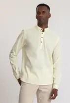 Bata Manga Longa Docthos Relaxed Fit Linho Misto