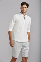 Bata Manga Longa Gola Padre Comfort Slub - Branco