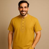 Bata Masculina Indiana Manga Curta