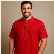 Bata Masculina Indiana Manga Curta