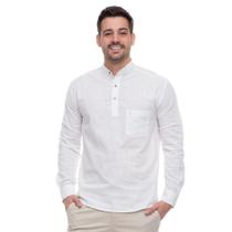 Bata Masculina Teodoro Linho Bolso Botões Leve - Teodoro Camisaria