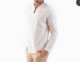 Bata masculinaDesert em linho com botão de coco Bata masculinaDesert em linho com botão de coco