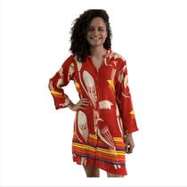 Bata Túnica Indiana Feminina Estampada Moda Chemise 378