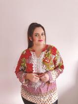 Bata Viscose Plus Estampada Vermelha