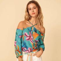 Bata zinco decote v estampada tam p