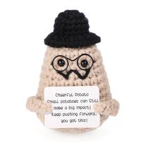 Batata de crochê Doll BOXOB Funny Positive com chapéu e barba