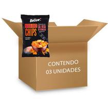 Batata Doce Chips Sal Rosa Sem Glúten Belive contendo 3 pacotes de 50g cada