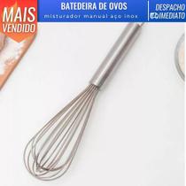 Batedeira de Ovos Clara Misturador Manual Inox 26 cm Cozinha Bolo - Dagia Importação