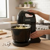 Batedeira Elétrica 127V Preta Com Tigela 2 Litros Misturador Potente Massas Bolos Cremes Cozinha Doméstica Prática