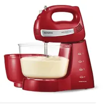 Batedeira Mondial Premium Vermelha Bella Massa Inox B-29 NP com 4 Velocidades e 500W - 110V