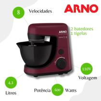 Batedeira Planetária 8 Velocidades Deluxe Arno SX36 Vinho - 110V