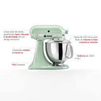 Batedeira Planetária Artisan KitchenAid Stand Mixer com 03 Batedores Pistachio