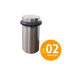 Batedor Amortecedor De Porta Inox Padrão Hotel 5cm Kit Com 2