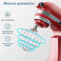 Batedor De Aço Inoxidável Com 6 Fios Para Batedeira KitchenAid De 4.5-5QT, Batedor De Massa E Bolo,