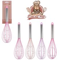 Batedor de clara fouet rosa manual de silicone com cabo de inox - fue Batedor de clara fouet rosa manual de silicone com cabo de inox - fue