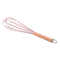 Batedor de claras de nylon rosa com cabo de aço inox rose 26,5cm lyor