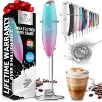 Batedor de Leite Elétrico Portátil Zulay Kitchen Tornado Whisk - Rosa Azulado