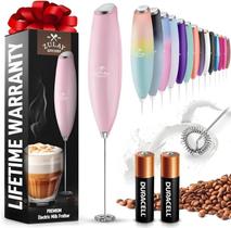 Batedor de Leite Elétrico Zulay Kitchen Milk Boss Pink - com Baterias