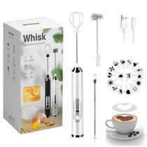 Batedor de leite JRundMSOXZ elétrico recarregável de 3 velocidades branco Batedor de leite JRundMSOXZ elétrico recarregável de 3 velocidades branco