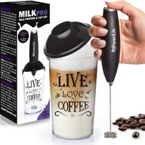 Batedor de leite POWERLIX poderoso portátil com suporte preto Batedor de leite POWERLIX poderoso portátil com suporte preto