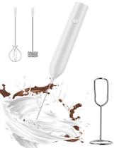 Batedor de leite QTDHG elétrico recarregável com suporte branco
