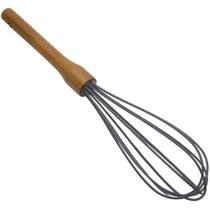 Batedor de Ovo Fouet de Silicone, Cinza Cabo Madeira Acácia 31cm Tuut Batedor de Ovo Fouet de Silicone, Cinza Cabo Madeira Acácia 31cm Tuut