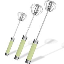 Batedor de ovos Fnoko Semiautomático de aço inoxidável 3PCS verde Batedor de ovos Fnoko Semiautomático de aço inoxidável 3PCS verde