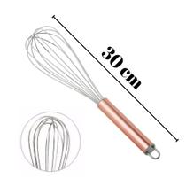 Batedor De Ovos Massas Fouet Rose Profissional Aço Inox 30Cm Batedor De Ovos Massas Fouet Rose Profissional Aço Inox 30Cm