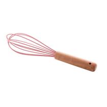 Batedor de Ovos Silicone Cabo Bambu Charmy Rosa 24,5cm Lyor