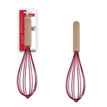 Batedor de ovos silicone cabo madeira madie kitchen vermelho