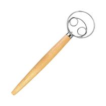 Batedor De Pão Em Aço Inoxidável Com Cabo De Madeira Para Misturar Bolos, Pizzas, Doces E Massas