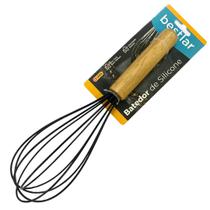 Batedor de Silicone Preto om Cabo em Madeira - Bestlar Batedor de Silicone Preto om Cabo em Madeira - Bestlar