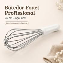 Batedor Fouet Inox Profissional 30cm Branco Fue Creme Clara Bolo Massa Batedor Fouet Inox Profissional 30cm Branco Fue Creme Clara Bolo Massa
