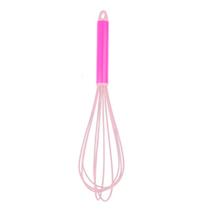 Batedor / fue de silicone rosa para claras 30cm para cozinha de confeitaria