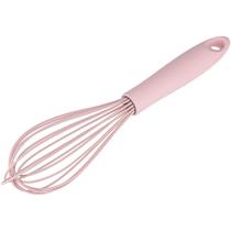 Batedor Manual Fio Silicone C/ Cabo Em Pp Rosa 31cm