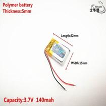 Bateria 140 Mah 3.7v 2 Fios 5mm X 15mm X 22mm 501522