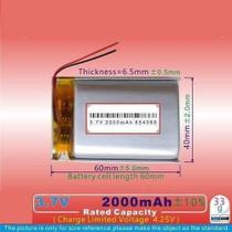 Bateria 2 Fios 3,7v 2000mah 6,5mm X 40mm X 60mm